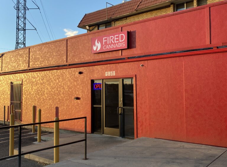 Image of Fired Cannabis Dispensary store exterior located in Denver, Colorado.