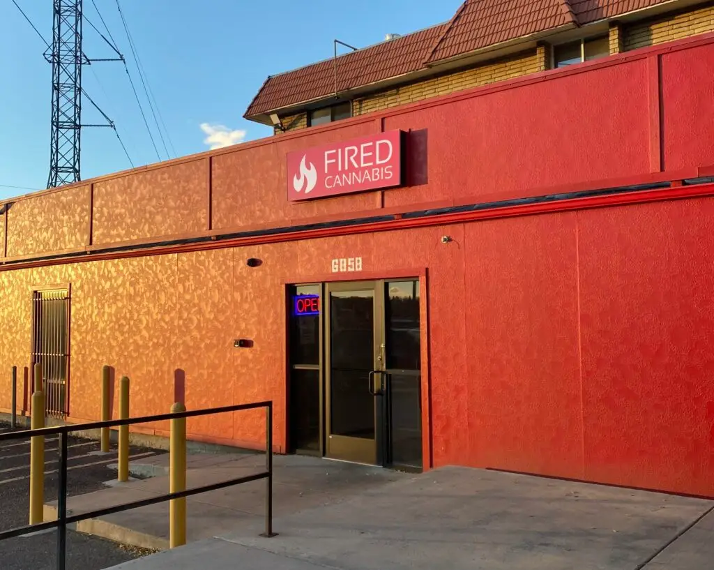 Image of Fired Cannabis Dispensary store exterior located in Denver, Colorado.